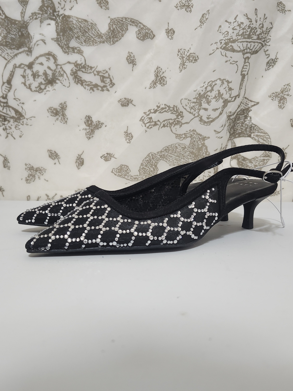 Women's Gigi Embellished Slingback Kitten Heels Black - A New Day - SIZE 6